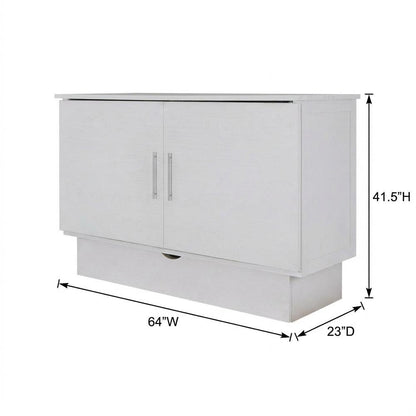White Queen Wood Cabinet Bed with Compact Design and Usable Top Surface