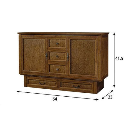 Queen Cabinet Bed Cherry Wood with Free Standing Design and Usable Top Surface