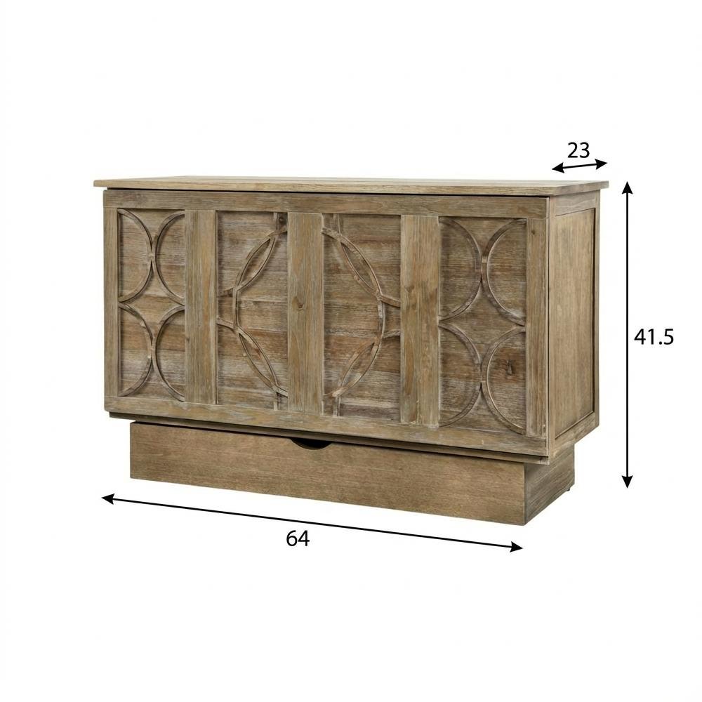 Queen Size Wood Murphy Cabinet Bed Light Brown with Compact Free Standing Design