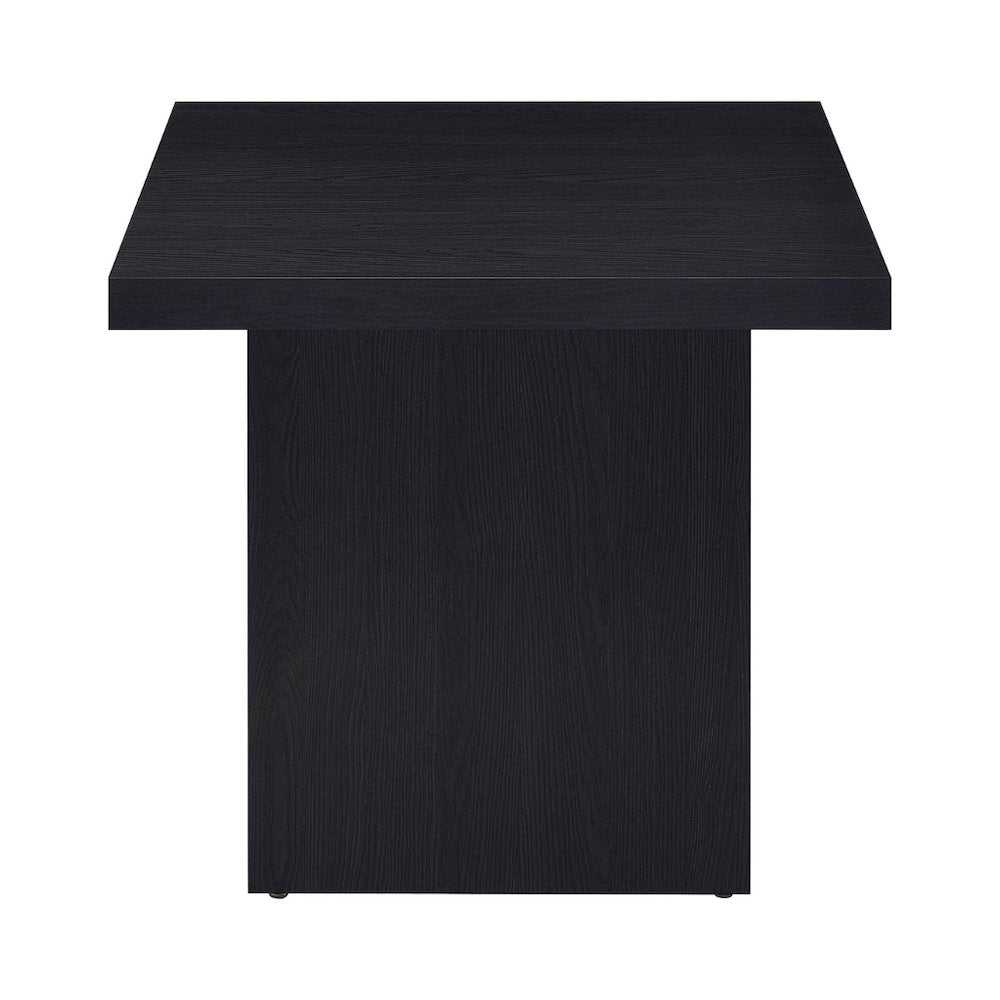 Modern Square End Table, Black Laminate Veneer, Scratch-Resistant