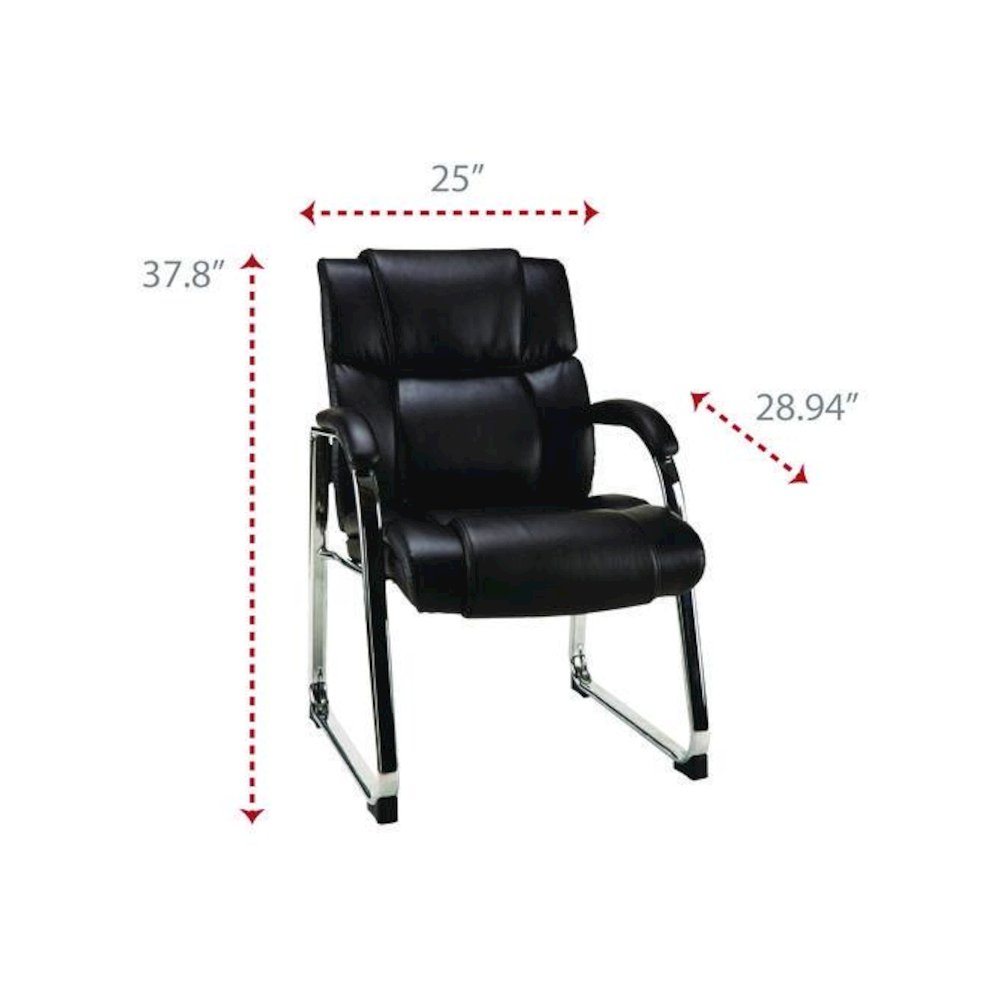 Alera Hildred Series Guest Chair, 25" x 28.94" x 37.8", Black Seat, Black Back, Chrome Base