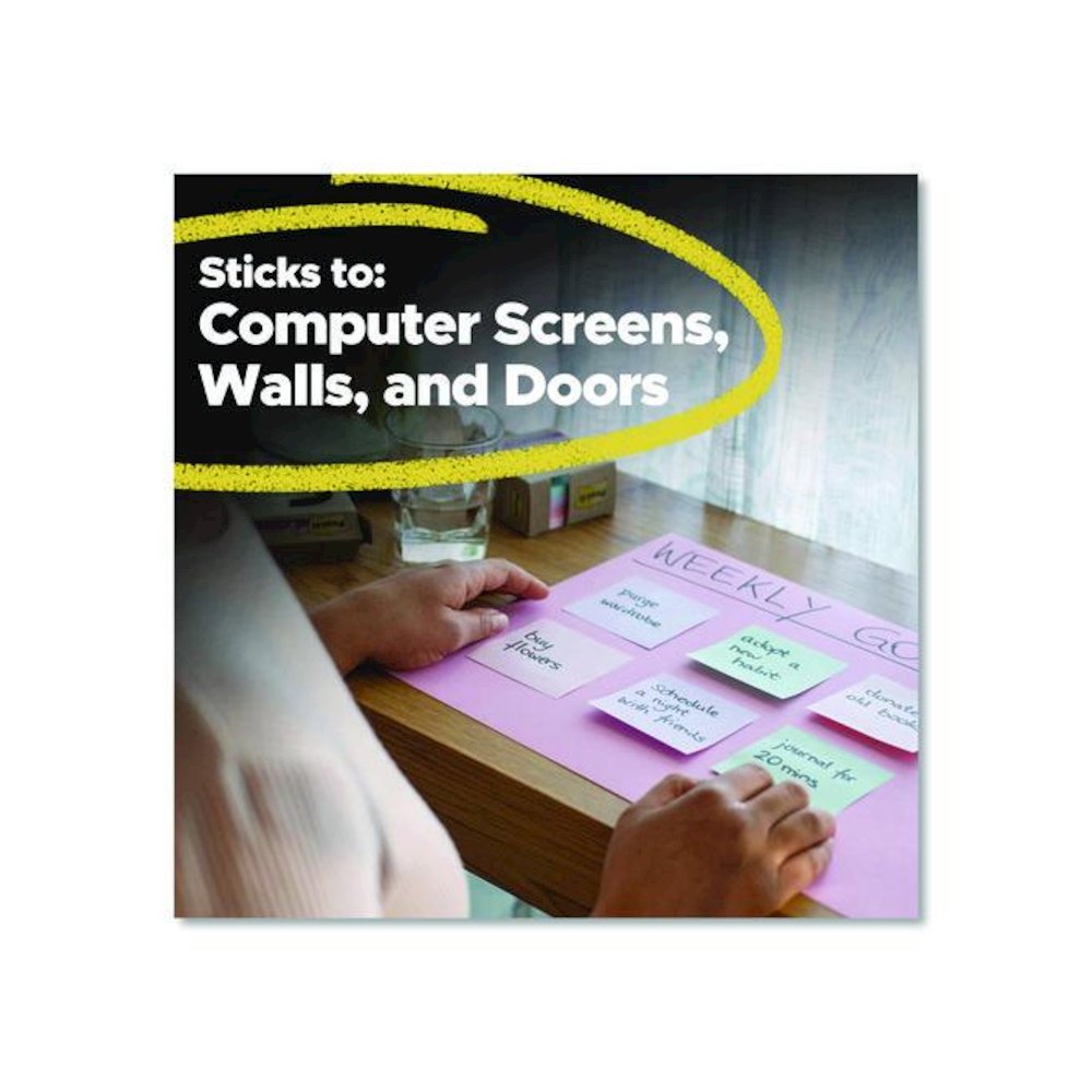 100% Recycled Paper Super Sticky Notes, 3" x 3", Oasis, 70 Sheets/Pad, 24 Pads/Pack