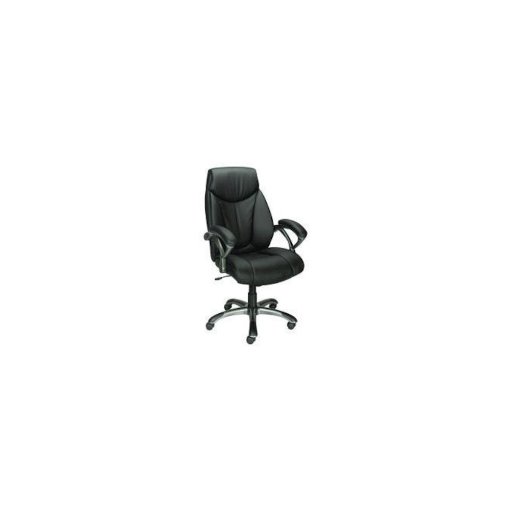 Alera Fulford Bonded Leather High-Back Managers Chair, Supports 275lb, 18.62-22.56" Seat Height, Black Seat/Back, Silver Base