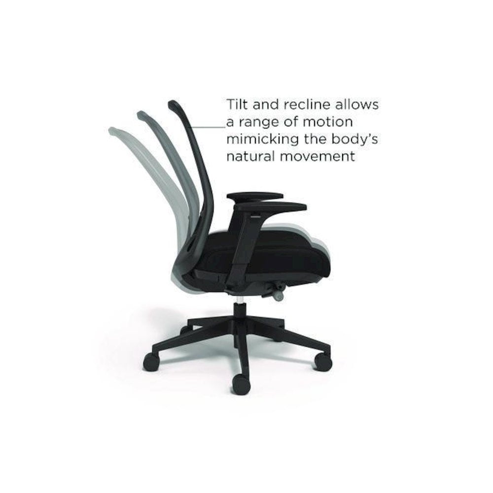 Alera Kempton Ergonomic Fabric Mesh Swivel Task Chair, Supports Up to 275lb, 18.31 to 22.17 Seat Height, Black Seat/Back/Base