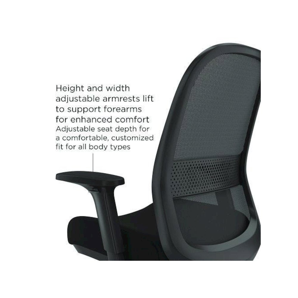 Alera Kempton Ergonomic Fabric Mesh Swivel Task Chair, Supports Up to 275lb, 18.31 to 22.17 Seat Height, Black Seat/Back/Base