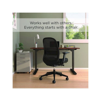 Alera Kempton Ergonomic Fabric Mesh Swivel Task Chair, Supports Up to 275lb, 18.31 to 22.17 Seat Height, Black Seat/Back/Base