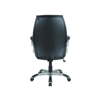 Alera Fulford Bonded Leather High-Back Managers Chair, Supports 275lb, 18.62-22.56" Seat Height, Black Seat/Back, Silver Base