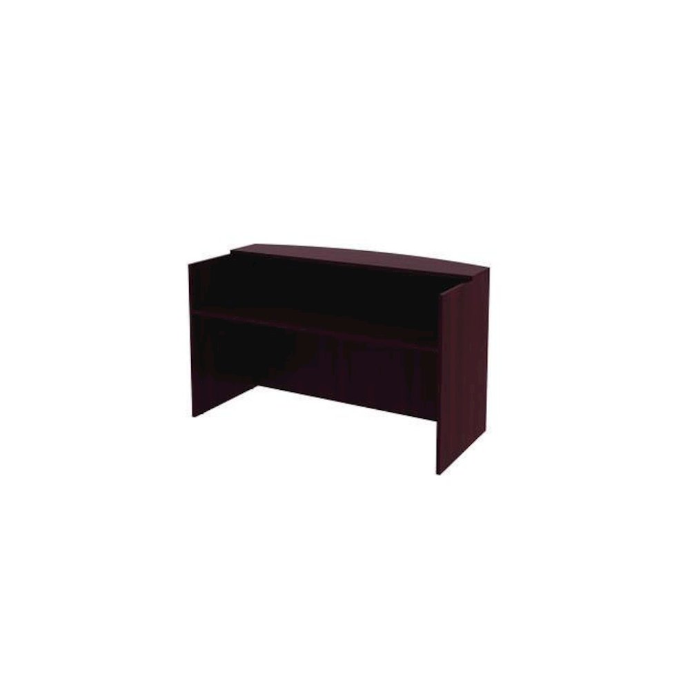 Alera Valencia Series Reception Desk with Transaction Counter, 71" x 35.5" x 29.5" to 42.5", Mahogany