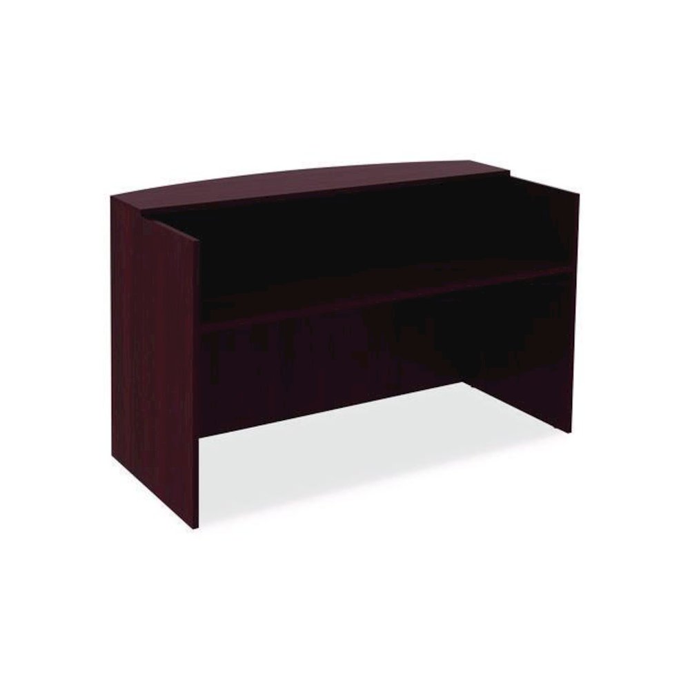 Alera Valencia Series Reception Desk with Transaction Counter, 71" x 35.5" x 29.5" to 42.5", Mahogany