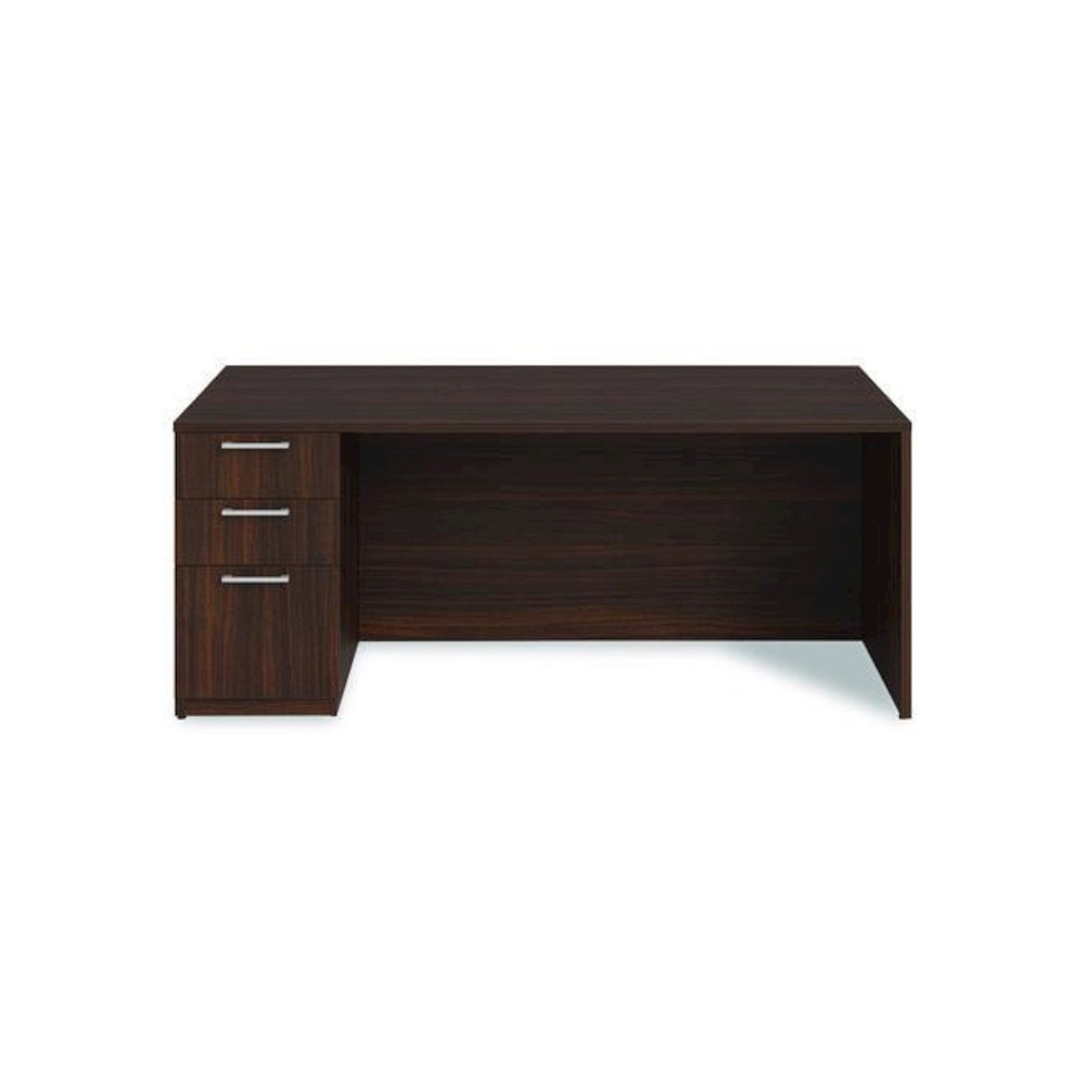 Alera Seville Series Single Pedestal Desk, Left Pedestal, 72" x 36" x 29", Mahogany