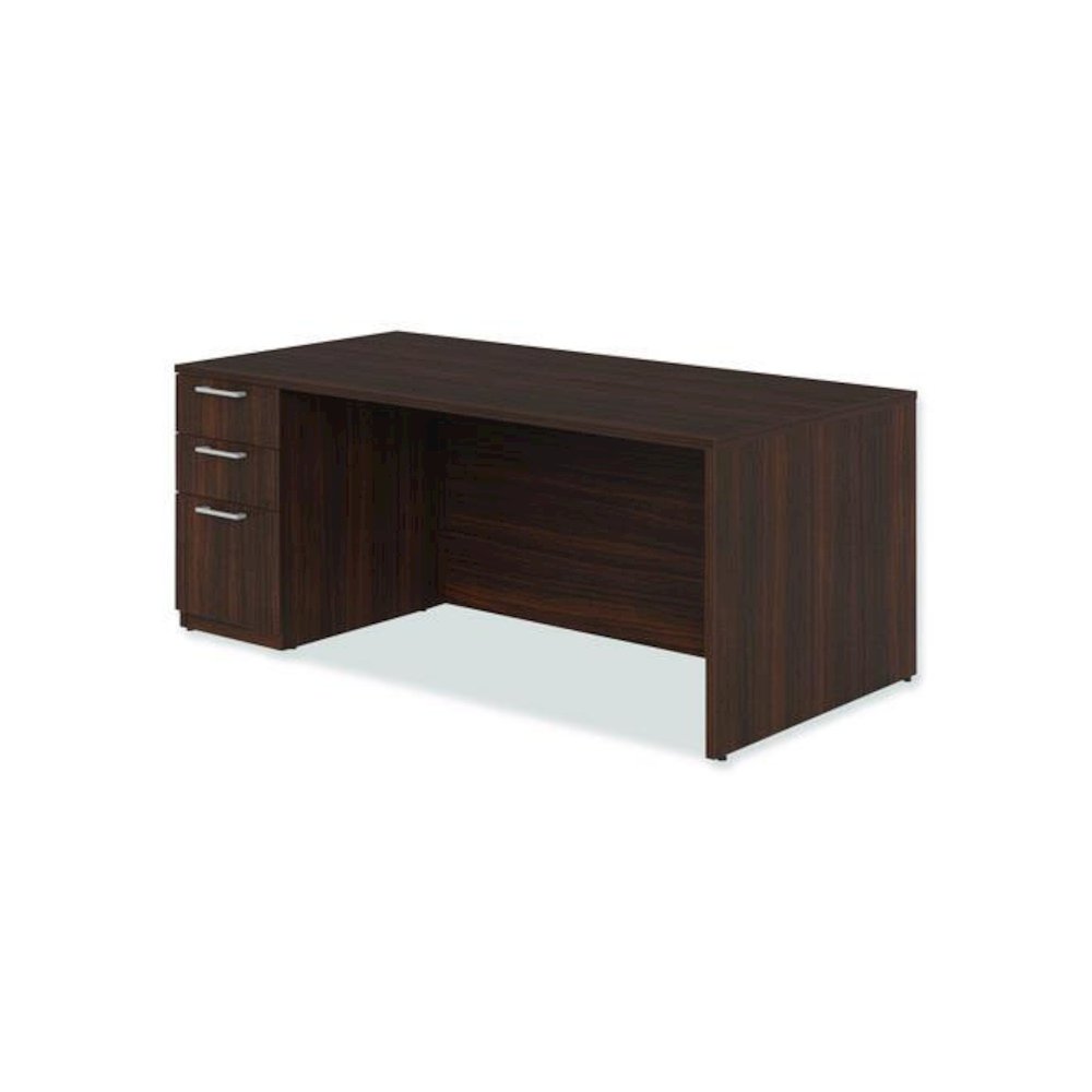 Alera Seville Series Single Pedestal Desk, Left Pedestal, 72" x 36" x 29", Mahogany