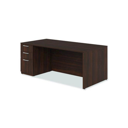 Alera Seville Series Single Pedestal Desk, Left Pedestal, 72" x 36" x 29", Mahogany