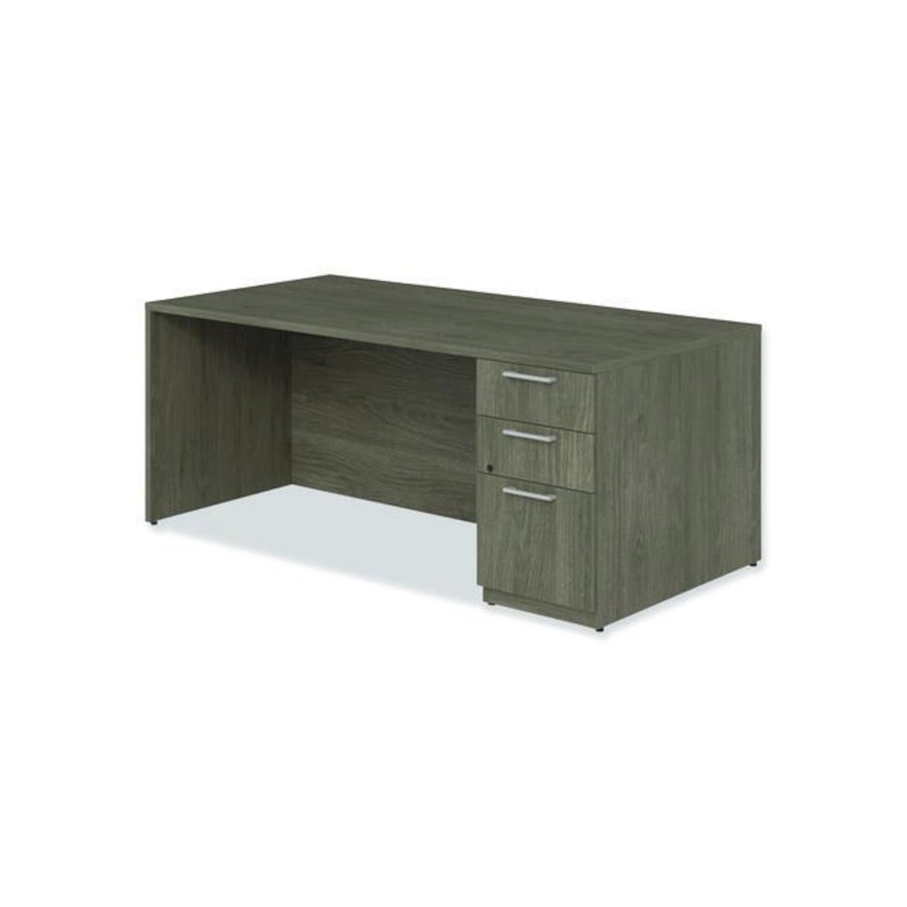 Alera Seville Series Single Pedestal Desk, Right Pedestal, 72" x 36" x 29", Walnut