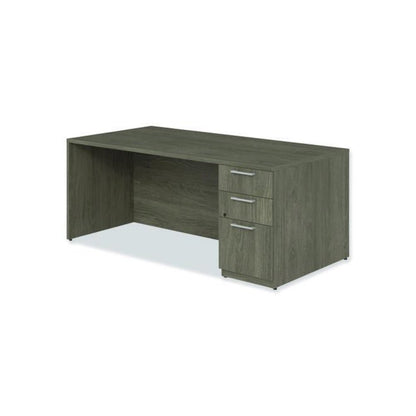 Alera Seville Series Single Pedestal Desk, Right Pedestal, 72" x 36" x 29", Walnut