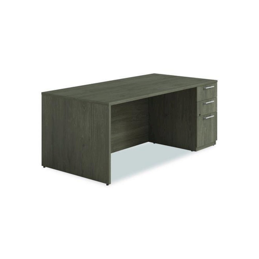 Alera Seville Series Single Pedestal Desk, Right Pedestal, 72" x 36" x 29", Walnut