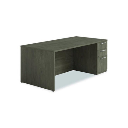 Alera Seville Series Single Pedestal Desk, Right Pedestal, 72" x 36" x 29", Walnut