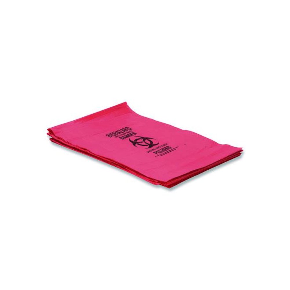 Healthcare Biohazard Printed Can Liners, Biohazard Infectious Waste, 30 gal, 1.3 mil, 30" x 43", Red, Flat Pack, 200/Carton