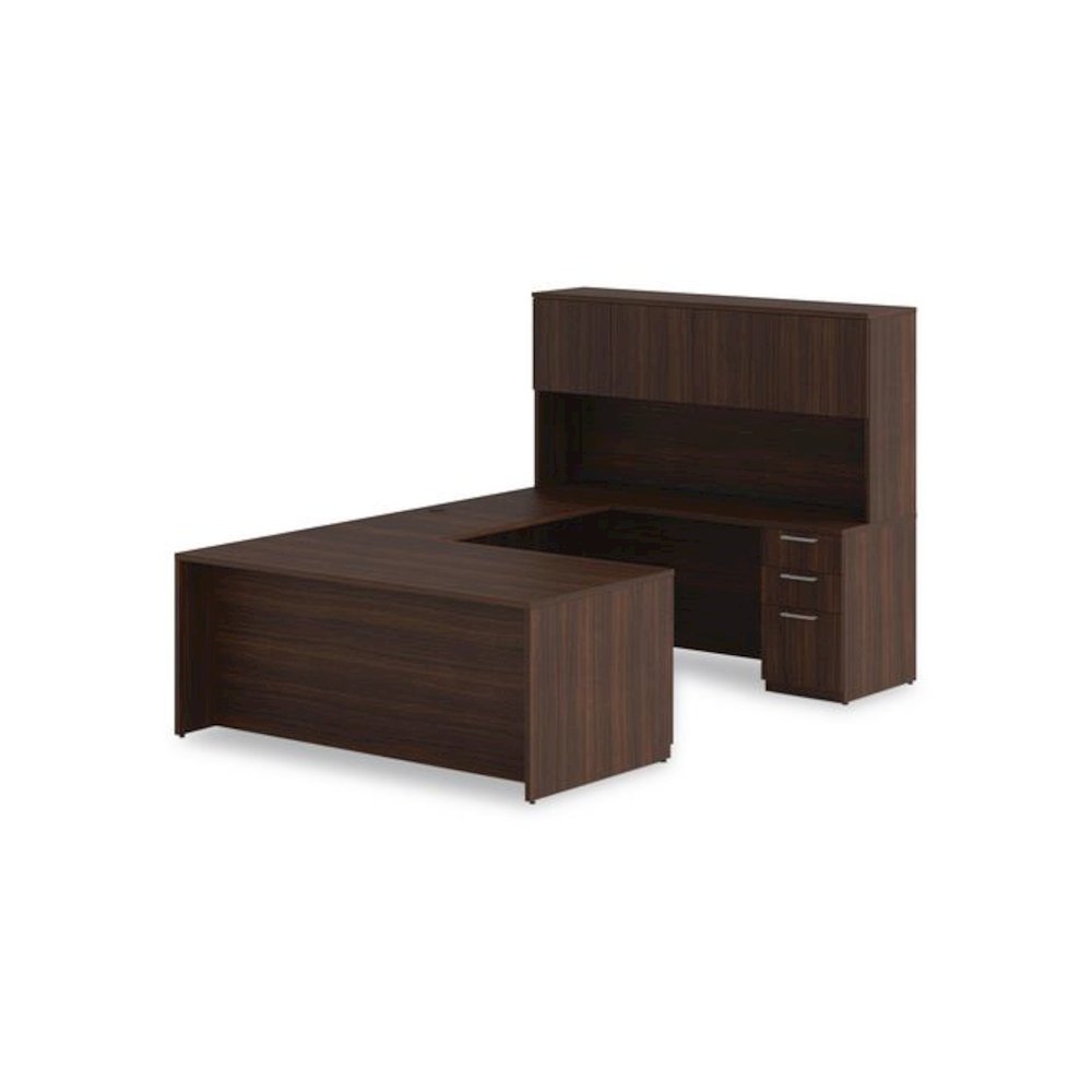 Alera Seville Series Single Pedestal Desk, Left Pedestal, 72" x 36" x 29", Mahogany