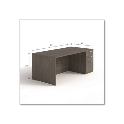 Alera Seville Series Single Pedestal Desk, Right Pedestal, 72" x 36" x 29", Walnut