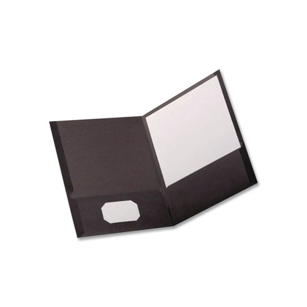 Linen Twin-Pocket Folder, Accommodates (100) 11 x 8.5 Sheets, Black, 25/Box