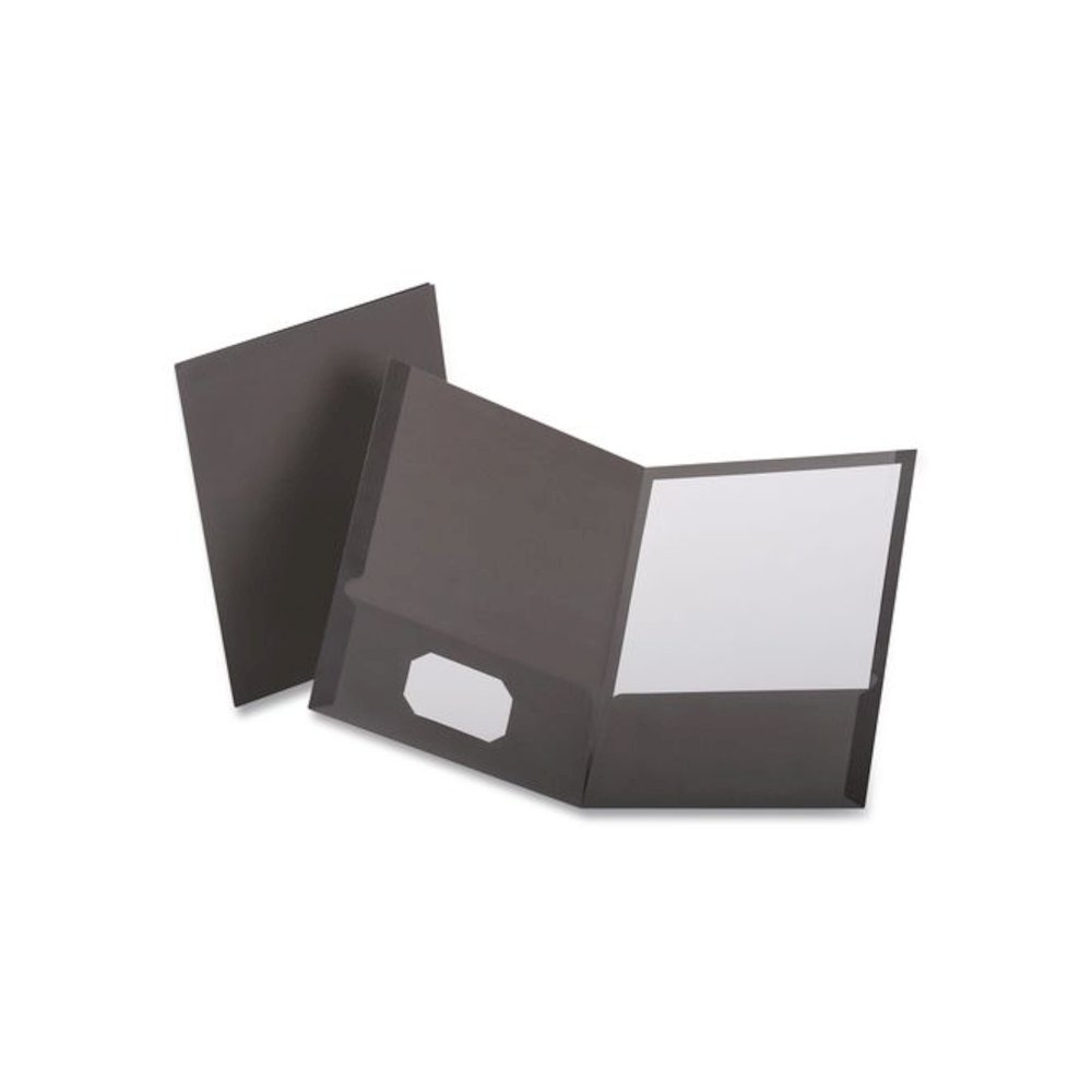 Linen Twin-Pocket Folder, Accommodates (100) 11 x 8.5 Sheets, Black, 25/Box