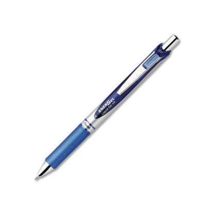 EnerGel RTX Deluxe Gel Pen, Retractable, Medium 0.7 mm, Blue Ink, Silver/Blue Barrel, Dozen