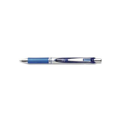 EnerGel RTX Deluxe Gel Pen, Retractable, Medium 0.7 mm, Blue Ink, Silver/Blue Barrel, Dozen
