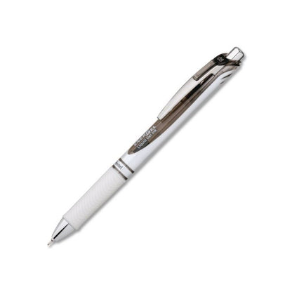 EnerGel Pearl Deluxe RTX Gel Pen, Retractable, Fine 0.5 mm, Black Ink, Pearl White/Black Barrel, Dozen