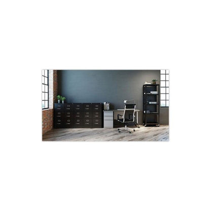Three-Drawer Economy Vertical File, Letter-Size File Drawers, 15" x 22" x 40.19", Black