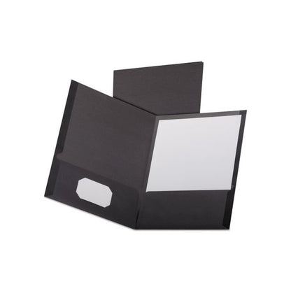 Linen Twin-Pocket Folder, Accommodates (100) 11 x 8.5 Sheets, Black, 25/Box