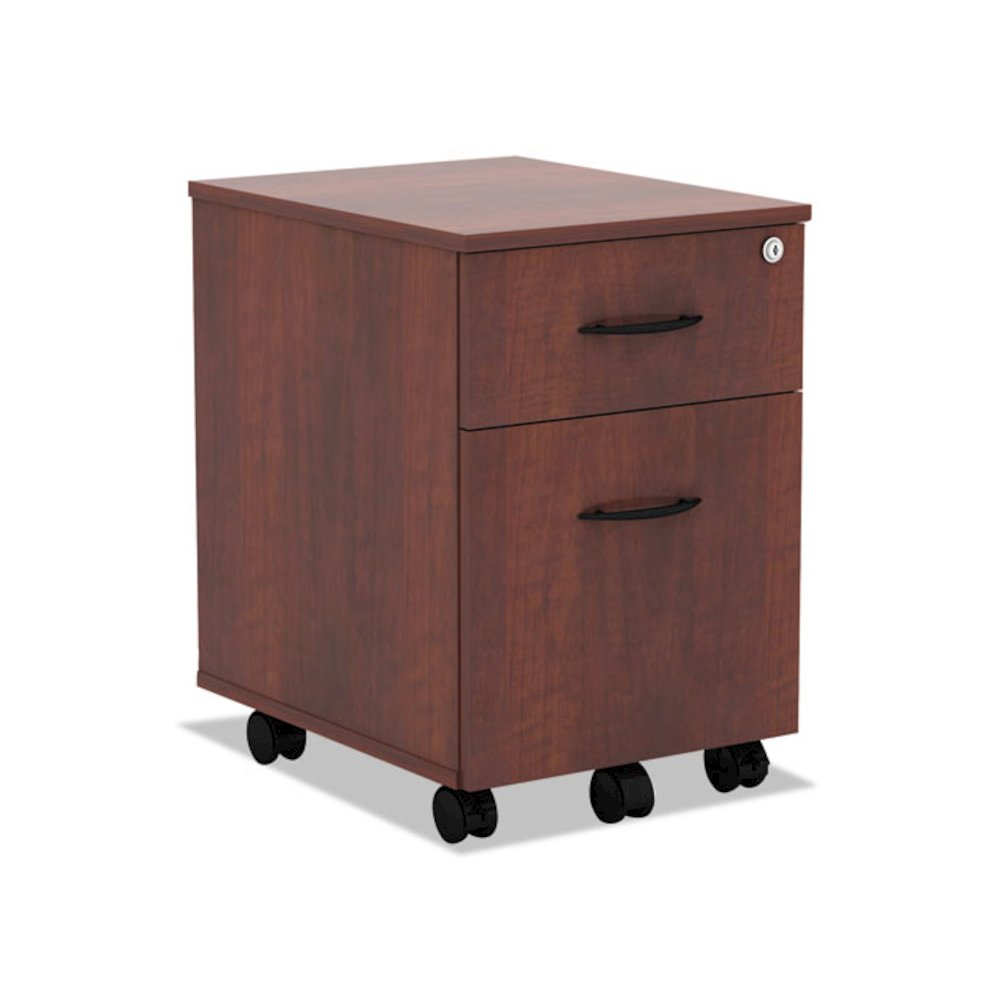 Alera Valencia Series Mobile Pedestal, Left/Right, 2-Drawers: Box/File, Legal/Letter, Medium Cherry, 15.88" x 19.13" x 22.88"