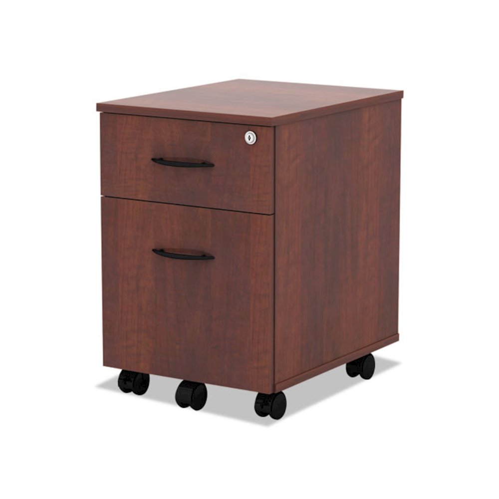 Alera Valencia Series Mobile Pedestal, Left/Right, 2-Drawers: Box/File, Legal/Letter, Medium Cherry, 15.88" x 19.13" x 22.88"