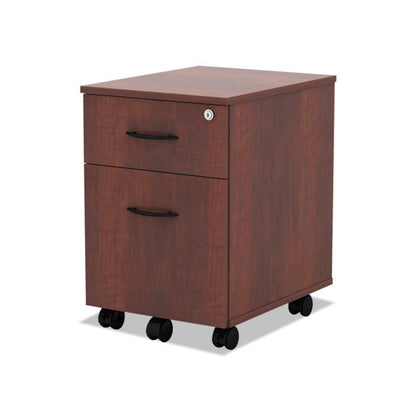 Alera Valencia Series Mobile Pedestal, Left/Right, 2-Drawers: Box/File, Legal/Letter, Medium Cherry, 15.88" x 19.13" x 22.88"