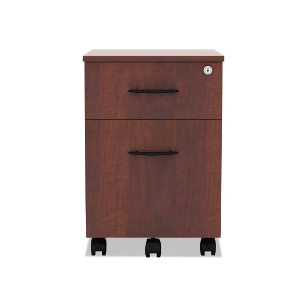 Alera Valencia Series Mobile Pedestal, Left/Right, 2-Drawers: Box/File, Legal/Letter, Medium Cherry, 15.88" x 19.13" x 22.88"
