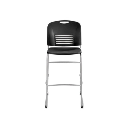 Vy Sled Base Bistro Chair, Supports Up to 350 lb, 30.5" Seat Height, Black Seat, Black Back, Silver Base