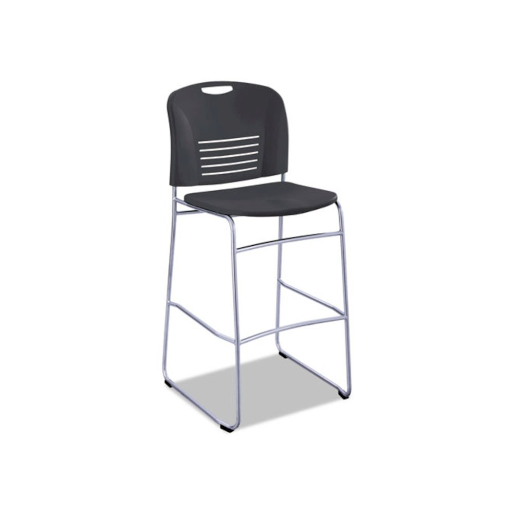 Vy Sled Base Bistro Chair, Supports Up to 350 lb, 30.5" Seat Height, Black Seat, Black Back, Silver Base