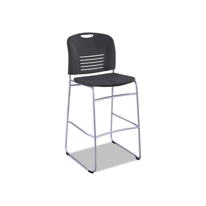 Vy Sled Base Bistro Chair, Supports Up to 350 lb, 30.5" Seat Height, Black Seat, Black Back, Silver Base