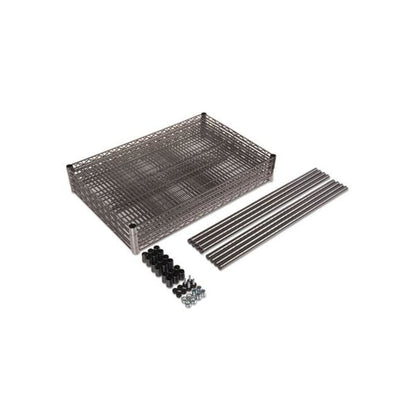 Wire Shelving Starter Kit, Four-Shelf, 48w x 18d x 72h, Black Anthracite