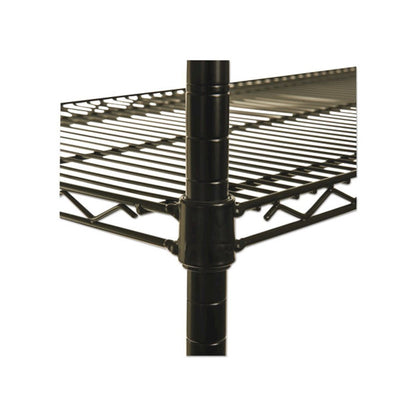 NSF Certified Industrial Four-Shelf Wire Shelving Kit, 48w x 18d x 72h, Black