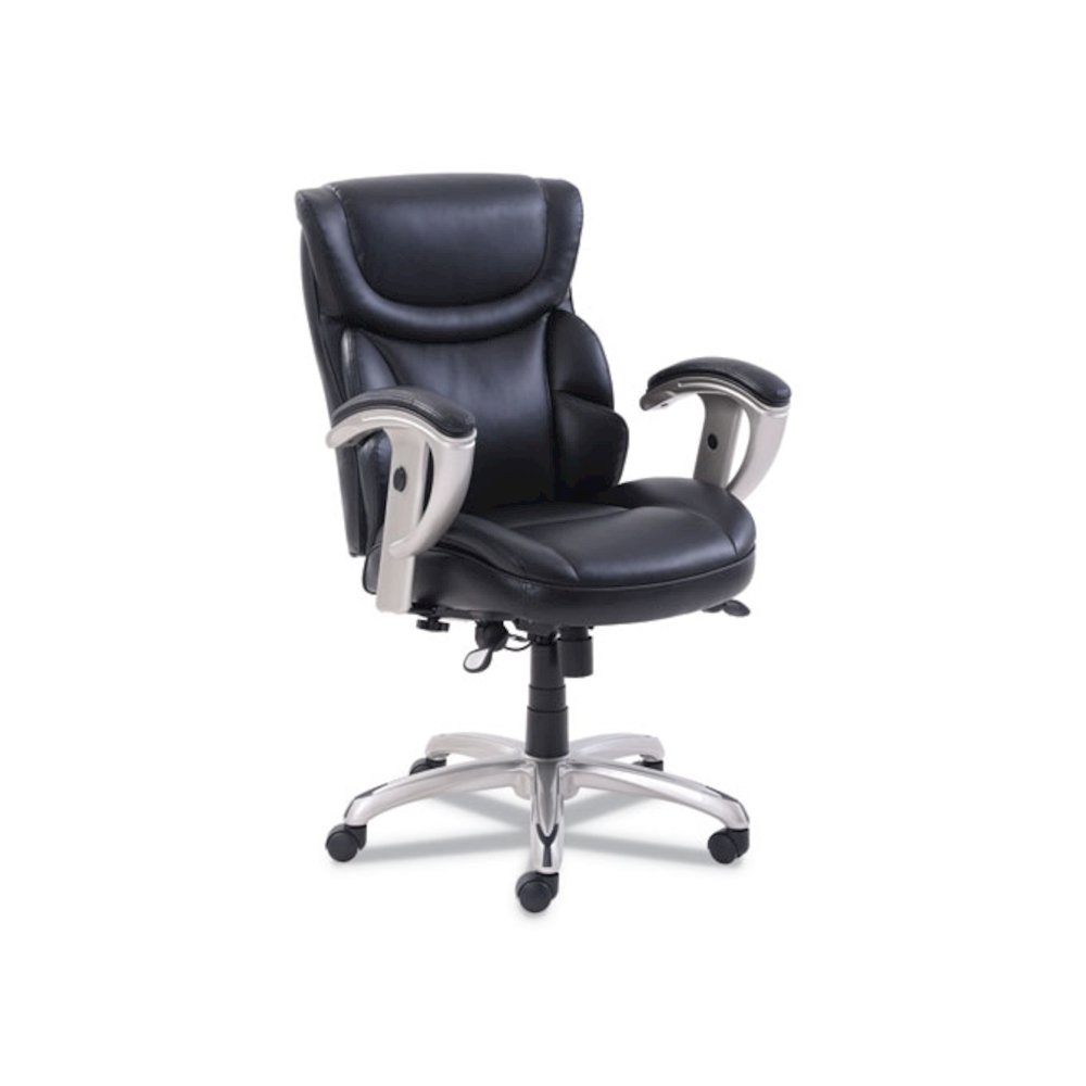 Emerson Task Chair, Supports Up to 300 lb, 18.75" to 21.75" Seat Height, Black Seat/Back, Silver Base