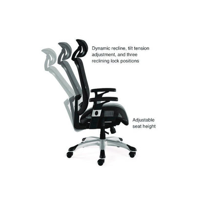 Alera Minerva Ergonomic Mesh Swivel Task Chair, Supports Up to 275lb, 17.24 to 20.98 Seat Height, Gray Seat/Back, Silver Base
