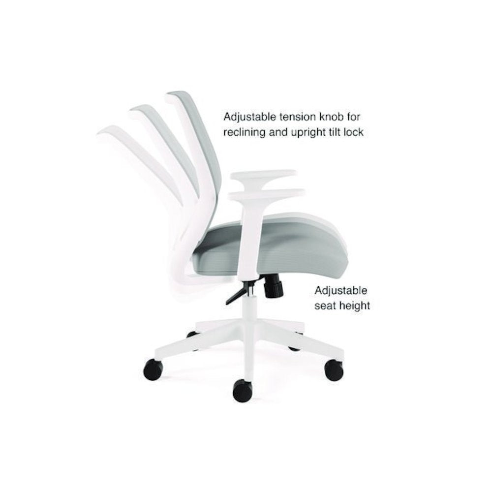 Alera Wessex Ergonomic Fabric Mesh Swivel Task Chair, Supports 275 lb, 17.09 to 20.83 Seat Height, Gray Seat/Back, White Base