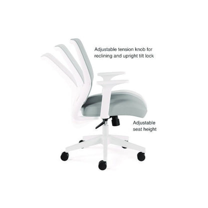Alera Wessex Ergonomic Fabric Mesh Swivel Task Chair, Supports 275 lb, 17.09 to 20.83 Seat Height, Gray Seat/Back, White Base