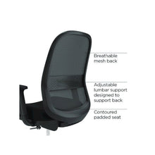 Alera Kempton Fabric Mesh Task Stool, Supports Up to 275 lb, 26.57 to 33.62 Seat Height, Black Seat, Black Back, Black Base
