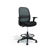 Alera Kempton Fabric Mesh Task Stool, Supports Up to 275 lb, 26.57 to 33.62 Seat Height, Black Seat, Black Back, Black Base