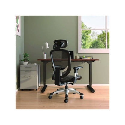 Alera Minerva Ergonomic Mesh Swivel Task Chair, Support Up to 275lb, 17.24 to 20.98 Seat Height, Black Seat/Back, Silver Base