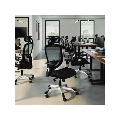 Alera Minerva Ergonomic Mesh Swivel Task Chair, Support Up to 275lb, 17.24 to 20.98 Seat Height, Black Seat/Back, Silver Base