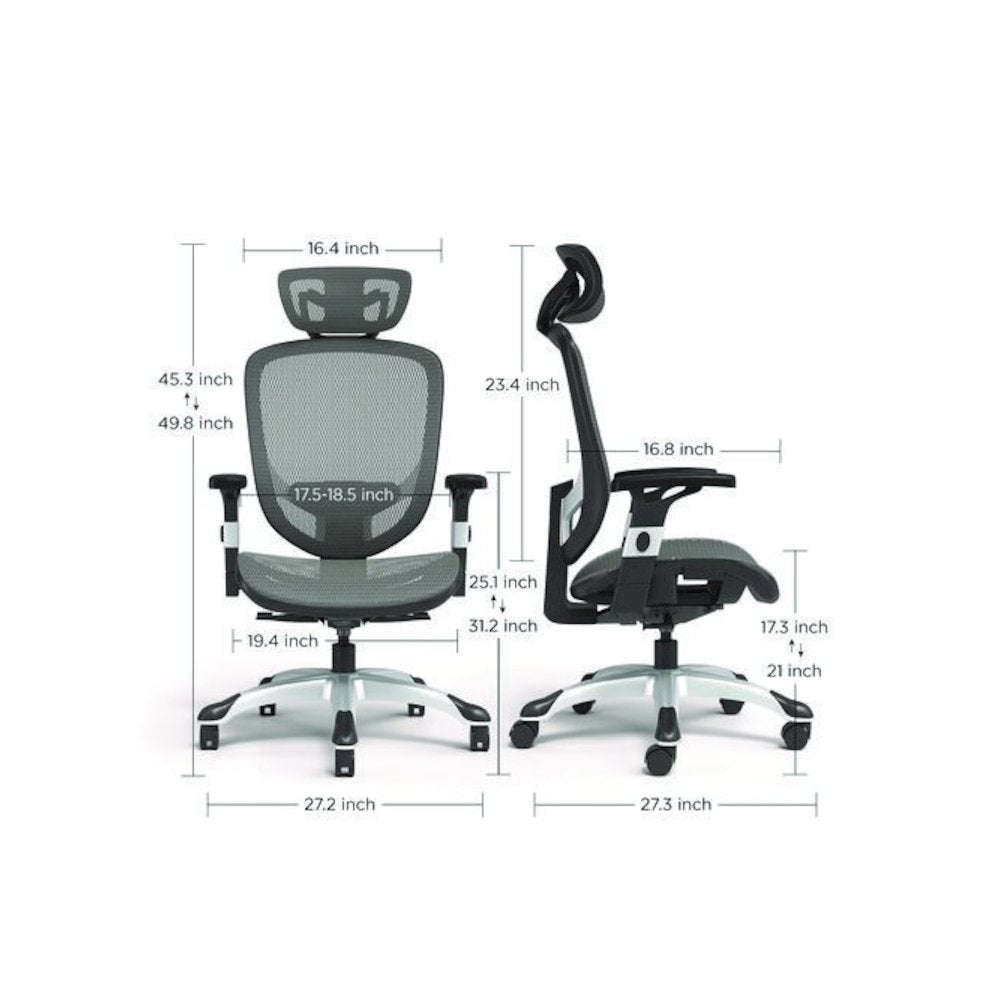 Alera Minerva Ergonomic Mesh Swivel Task Chair, Supports Up to 275lb, 17.24 to 20.98 Seat Height, Gray Seat/Back, Silver Base