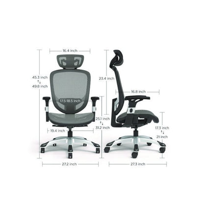 Alera Minerva Ergonomic Mesh Swivel Task Chair, Supports Up to 275lb, 17.24 to 20.98 Seat Height, Gray Seat/Back, Silver Base