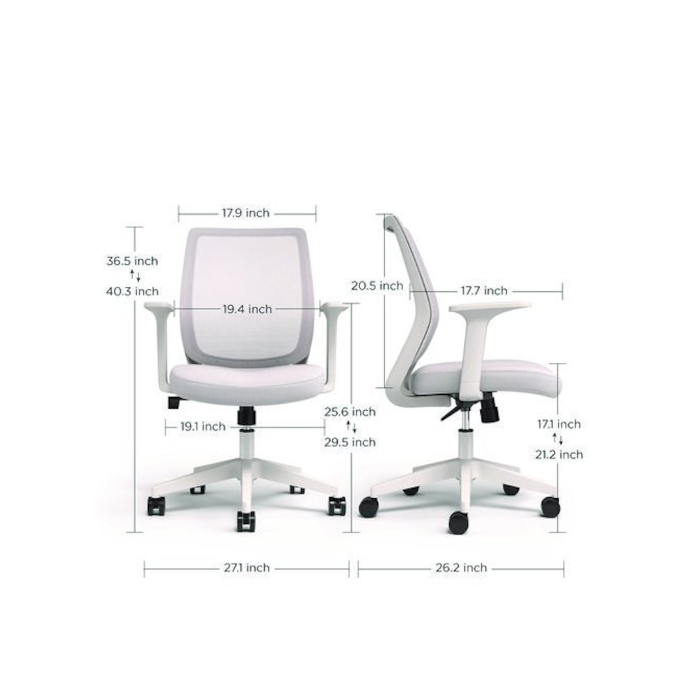 Alera Wessex Ergonomic Fabric Mesh Swivel Task Chair, Supports 275 lb, 17.09 to 20.83 Seat Height, Gray Seat/Back, White Base
